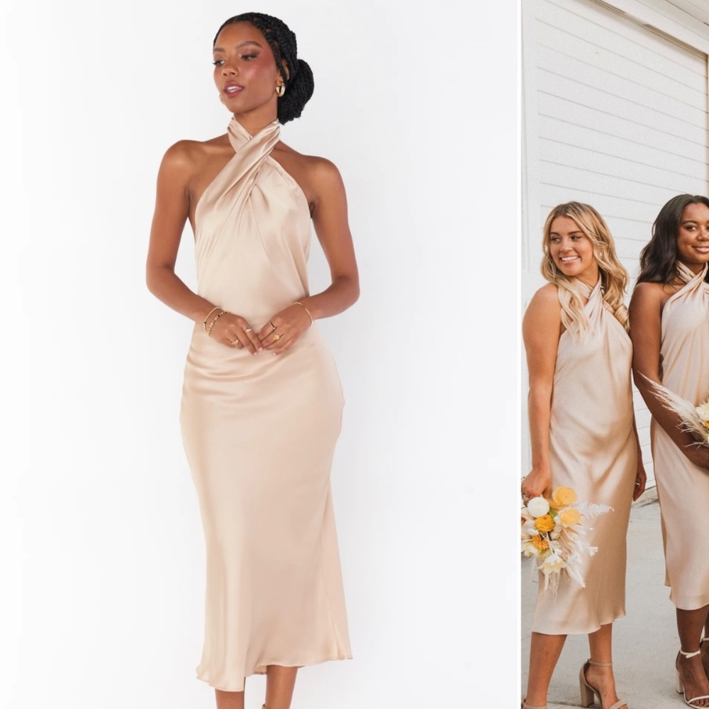 Show Me Your Mumu Jasmine Halter Midi Dress - Champagne